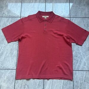 Tommy Bahama Men’s Red Texture 70%Silk Cotton, Short Sleeve Polo Shirt Logo Sz L